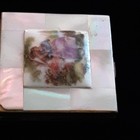 Mother Of Pearl   Brass Vintage Compact Painted Embossed Victorian