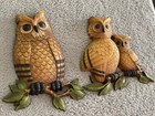 Vintage Homco Owl Family Wall Hanging Art Usa 70s  7403 2 Pc Owls Set Decor