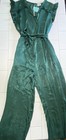 Nwt Jumpsuit Size 2xl Emerald Green Silky Ruffle Sleeve Long Wide Pants Party
