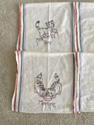 Vintage 1950s Flour Sack Embroidered Kitten Kitchen Kitchy Dish Tea Towels