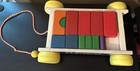 Vintage 1970s Playskool Wagon Of Blocks No 301 Wooden Pull Toy Cart 12 Blocks