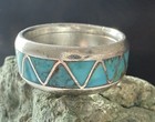 Vtg Native American Sterling Silver Turquoise Eternity Inlay Band Sz 10 8 2 Gr