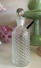 Antique Rare Kc-1 Diamond lattice Apothecary Poison Bottle Clear W  Stopper 
