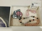 Designer Lee Sands Shell Inlay  Rose Quartz And Blue Lace Agate Necklace