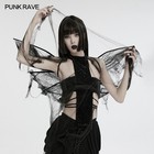 Punk Rave Women Black Gothic Patterned Mesh  Cospaly Butterfly Wings Harness