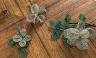 3 Vintage Large Hand Made Glass Beaded Flowers   Leaves