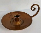 Vintage Gregorian Solid Copper Candle Holder Usa 3  Chamberstick Colonial