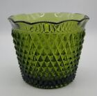 Vintage Indiana Glass Diamond Point Green Glass Ice Bucket