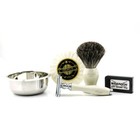 Double Edge Shaving Razor Kit For Men Badger Hair Brush Shaving Soap   Bowl Set