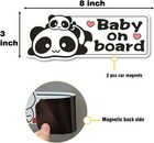 Baby On Board Safety Signs - Cute Magnet Decals Black   white Panda 
