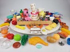 Lot 40  Play Food Pretend Kitchen Groceries Vintage Barbie Plates Tea Cup Pizza