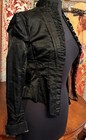 Victorian Black Silk Mourning Bodice Jacket Bone Casings 1880 s For Template