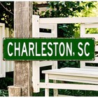 Charleston  Sc Vintage Iron Sign 3 94x15 75in Rustic Metal Wall Decor Green