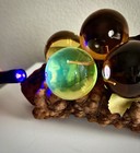 Vintage Mid Century Lucite Grapes Driftwood Burl Wood Glows Uranium Uv Reactive