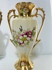 Vtg Pair Of Antique Royal Crown Hand Painted Porcelain Urn vases  rare 