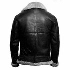 Men   s Black Genuine Sheep Leather Aviator Jacket  Bomber Faux Shearling Outwear