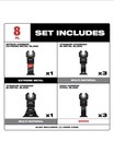 Milwaukee 49-10-9208 Open-lok Oscillating Multi-tool Blades 8 Piece Kit-new