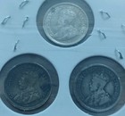 Three 1919 Canada 5 Cent  925 Sterling Silver Coins
