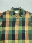 Vintage 1960s Loop Collar Button Shirt Long Sleeve Plaid Waldorf Green Medium