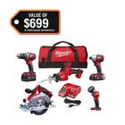 New Milwaukee 2695-25cx M18 18-volt Lithium-ion Cordless Combo Tool Kit 5 Tools