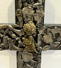 Vintage Milagros Wood Cross Estela Ogazon Mexican Folk Art Praying Child Heart