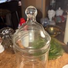 Vintage Clear  Glass Apothecary Jar candy Measures 9 Inches Tall