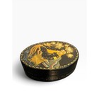 Vintage Russian Palekh Hand Painted Lacquer Trinket Box Fairy Tale Maiden Gold