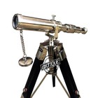 Antique Telescope Marine Nautical Brass Pirate Spyglass W  Tripod Wood Stand New