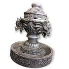 Polyresin Backflow Incense Burner - Celtic Triple Dragon Head  7  Height 