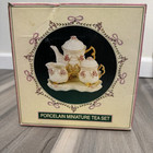 Vintage Pink Roses Porcelain Miniature Tea Set - Cracker Barrel 