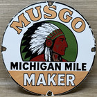 Vintage Musgo Gasoline Porcelain Sign Gas Station Pump Motor Oil Service