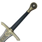 41  Medieval Style Fantasy Pommel Sword Black   Gold Handle With Black Scabbard