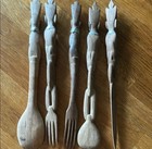      Vintage Hand-carved Tribal Wooden Utensil Wall Decor Set