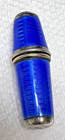 Antique Sterling Enamel Cobalt Sewing Kit Thimble With Purple Stone Or Glass Top