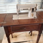 Singer 301 Beige Vintage Original Built-in Domestic Sewing Machine With Cabinet