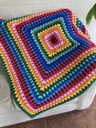 New Handmade Crocheted Afghan Throw Granny Sq Multicolor  Approx 46    Square