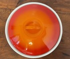 Vintage Bright Orange Red Ombr   Enamelware Casserole Dutch Oven With Lid Read