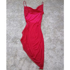 Vintage 90s Y2k Red Backless Asymmetrical Dress Sexy Low Back Fairy Hem Size Xs