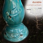 New Pedestal Birdbath 25 h Ceramic Antique Turquoise Outdoor