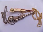 Set   Lot Of 2 Color Brass Boatswain Whistle 5 w Chain Bosun Call Pipe Nautical