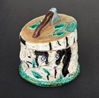 Antique 19thc Kuznetsov Imperial Russian Porcelain Birch Stump Tobacco Box