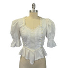 Gunne Sax Vintage 70s Victorian Style Blouse Top Size S White Puff Sleeve Lace