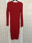 H m Red Ribbed Knit V-neck Button Front Midi Sweater Bodycon Dress Xl