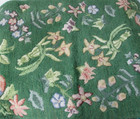 Vintage 90s Green Wool Throw Rug Floral Garden Hand Tufted 43 X 37 Cottagecore