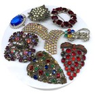 Vintage Broken Costume Jewelry Lot Brooch Brooches Rhinestone Upcycle Repair