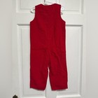 Vintage Boys Mallard Duck Overall Outfit Red Corduroy 1990s