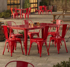 63  X 32  Rectangular Restaurant Table Standard Set With 6 Chairs Red Metal