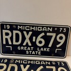 Pair 1973-75 Michigan Lic Plates    Rdx 679 N Good Condition