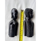 Vintage Hand Carved African Ebony Wood Bust Sculptures Man Woman Set Of 2 6 5in