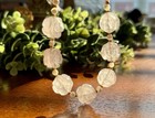 Rose Quartz Lee Sands Carved Beaded Necklace   Dangle Earrings Jewelry Gold Tone